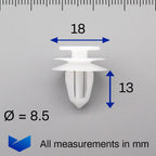 Interior Trim Panel Clips, White - image 2