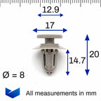 Trim Panel Clip, Grey - image 2