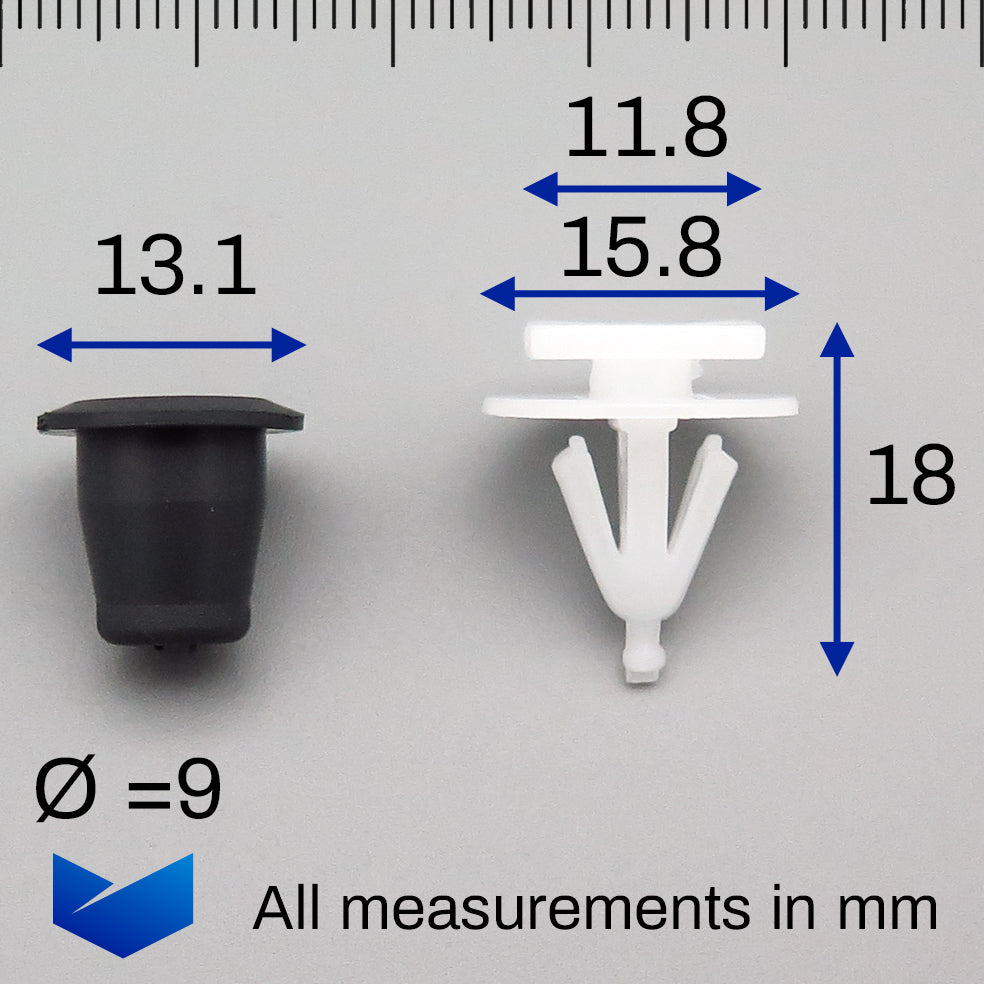Trim Moulding Clip, 2-piece with Grommet - image 2