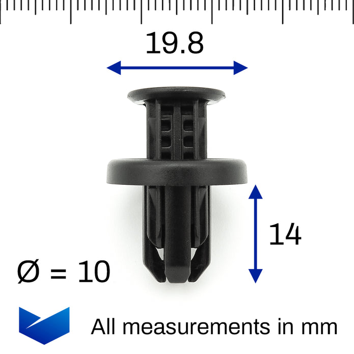 Plastic Push Fit Rivet, 10mm Hole, Black - image 2