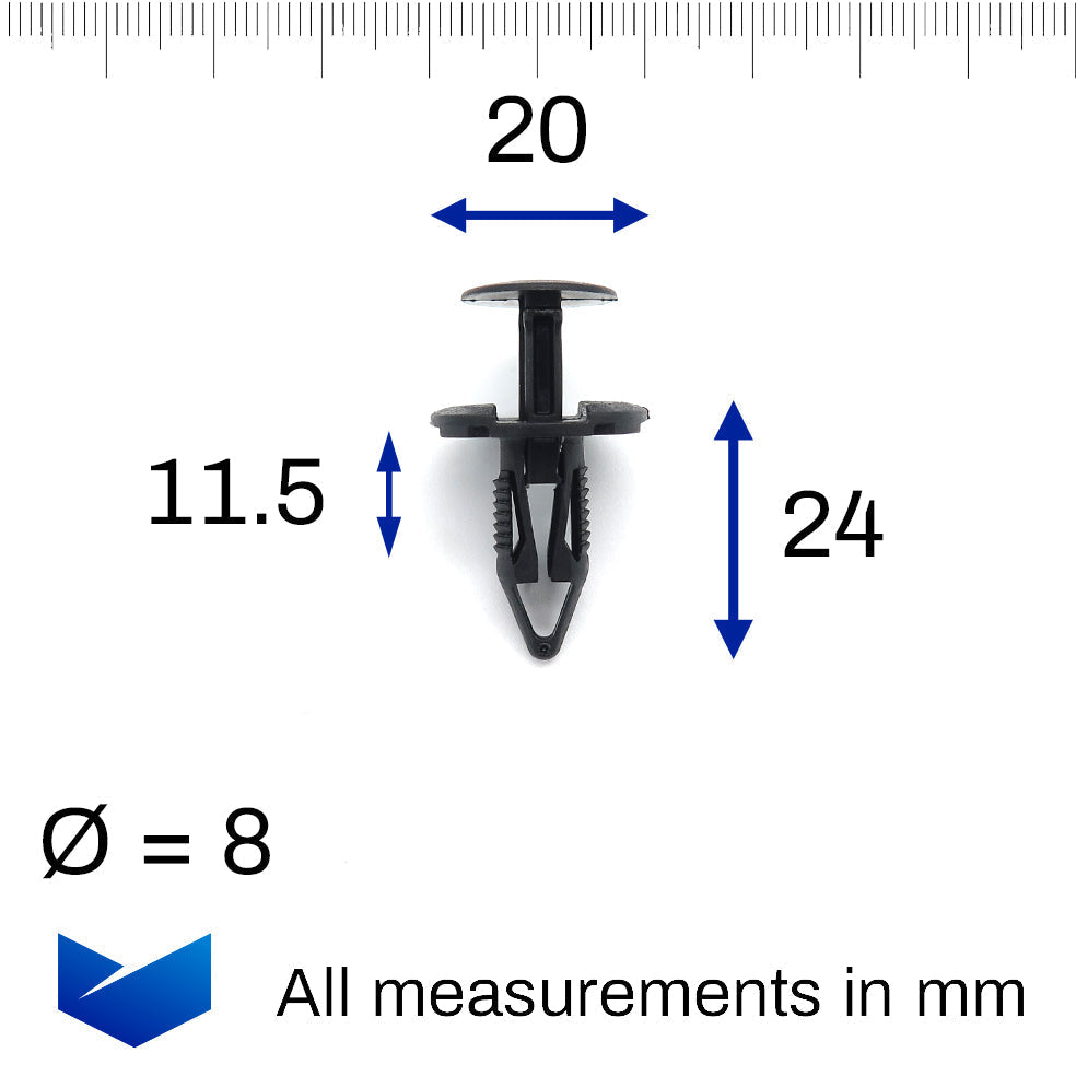 Push Fit Plastic Rivet, Black - image 2