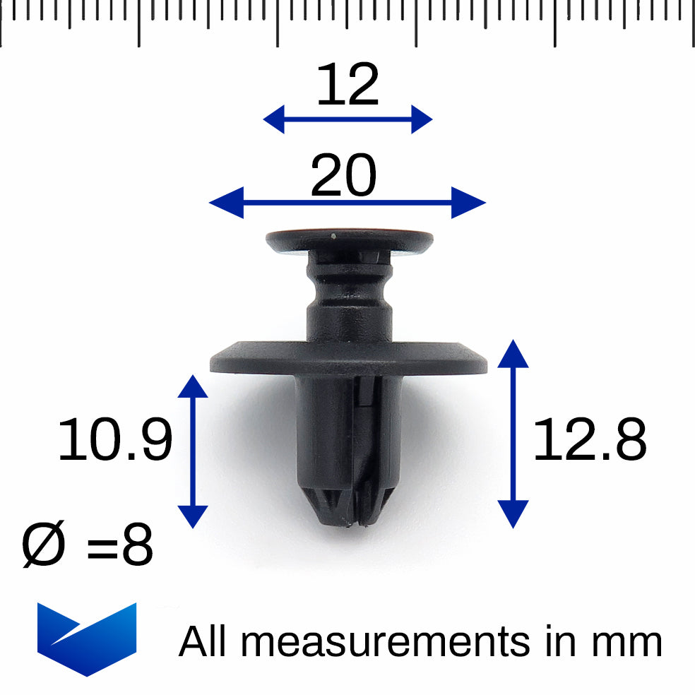 8mm Push Fit Plastic Rivet, Black - image 2