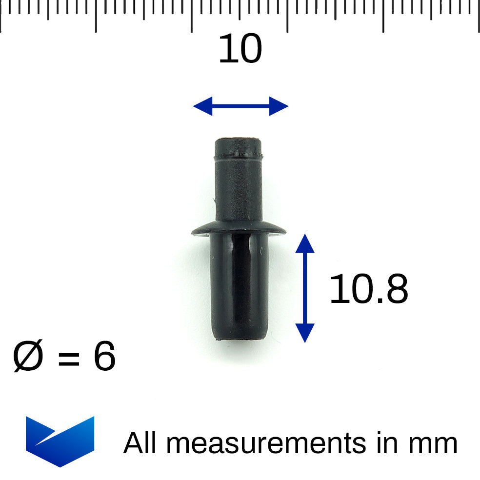 6mm Push Pin Expanding Plastic Rivet, Black - image 2