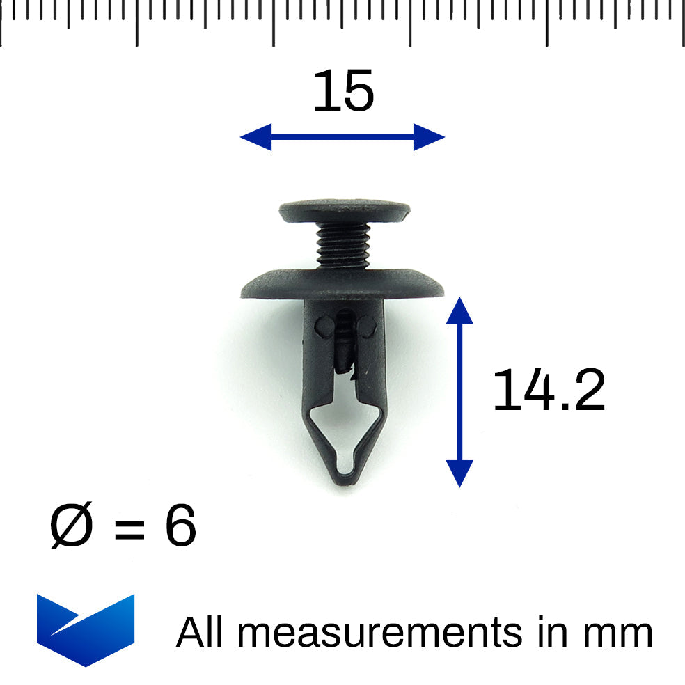 6mm Screw Fit Plastic Rivet, Black - image 2