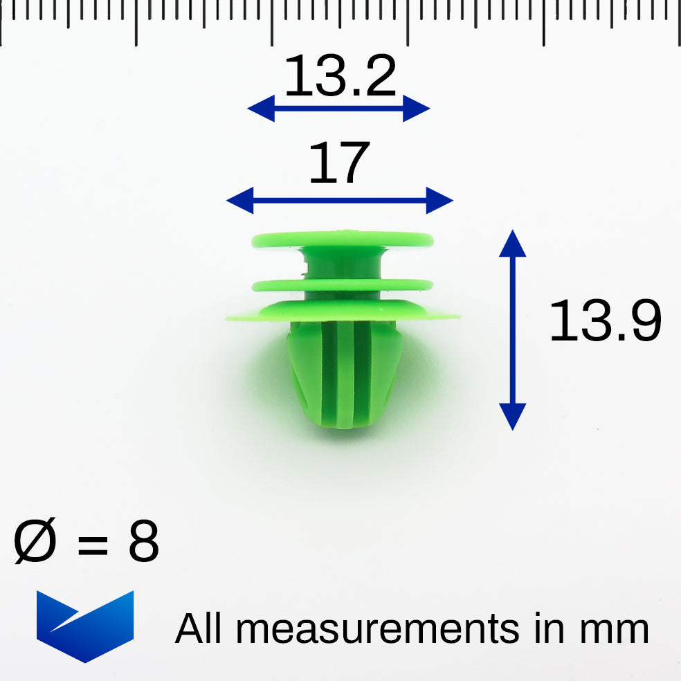 Trim Panel Retainer Clip, Green with Washer - image 2