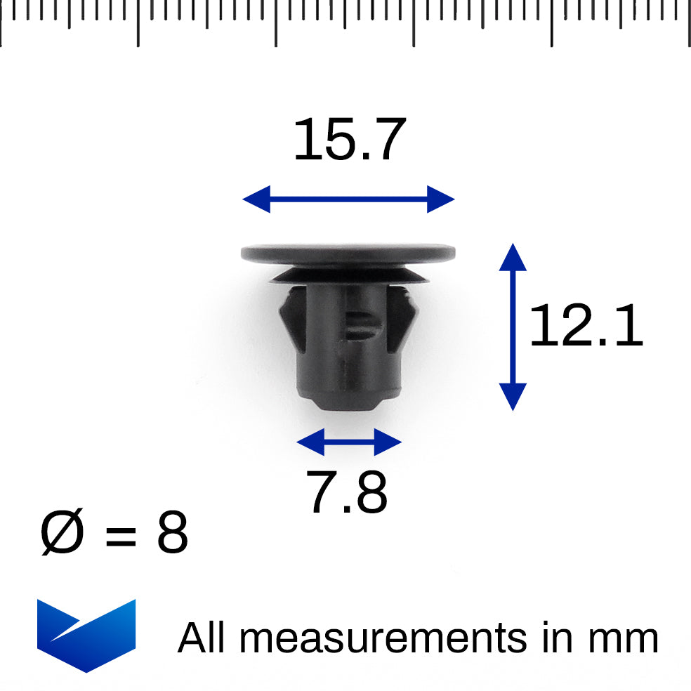 Button Clip, 8mm Hole, Black - image 2