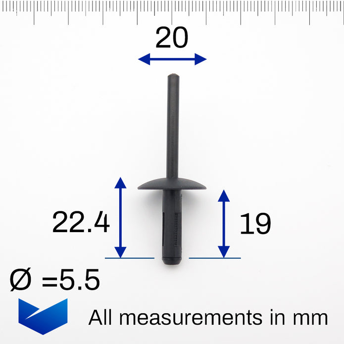 Plastic Blind Rivet, Black - image 2