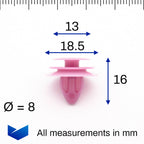 Trim Panel & Moulding Clip, Pink - image 2