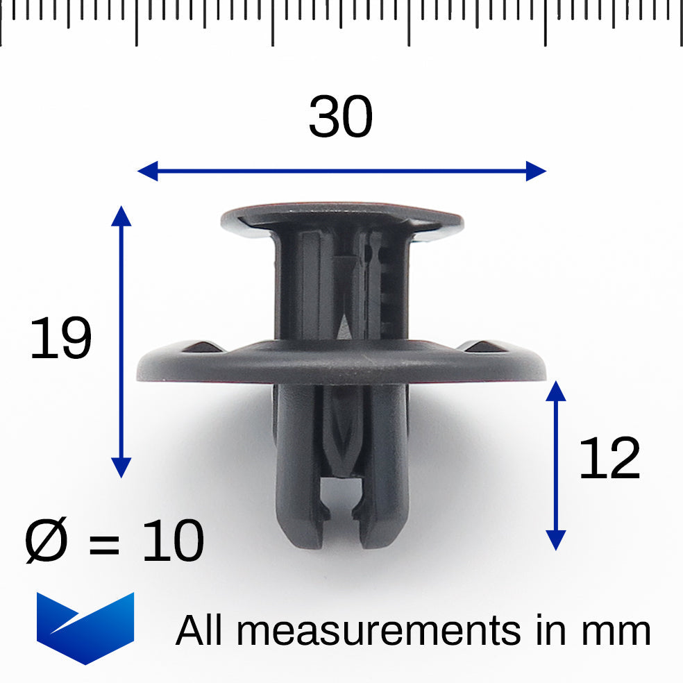 Push Fit Plastic Rivet, 10mm Hole, Black - image 2