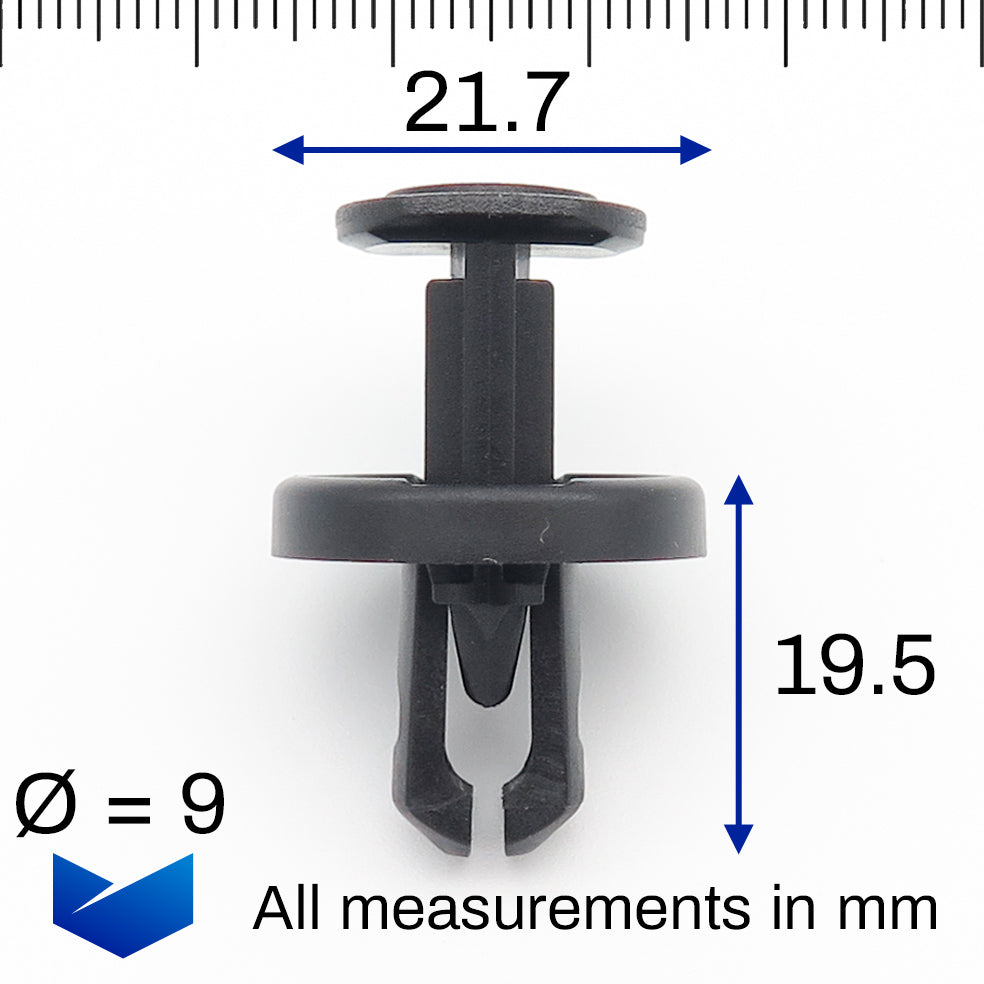 Push Fit Plastic Rivet, 9mm Hole, Black - image 2