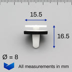 Moulding Trim Clip, White with Washer - image 2
