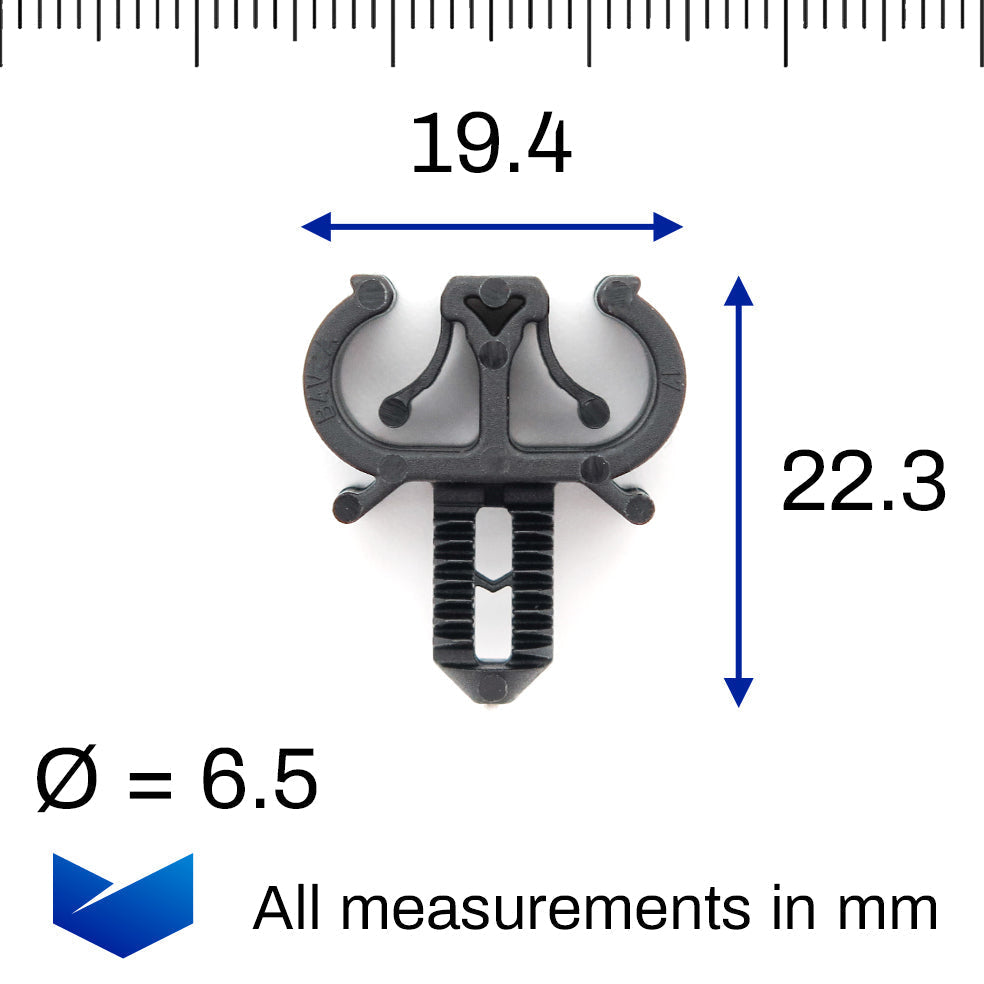 Cable Routing Clip, Twin 5mm, For 6.5mm Hole, Black - image 2