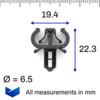 Cable Routing Clip, Twin 5mm, For 6.5mm Hole, Black - image 2