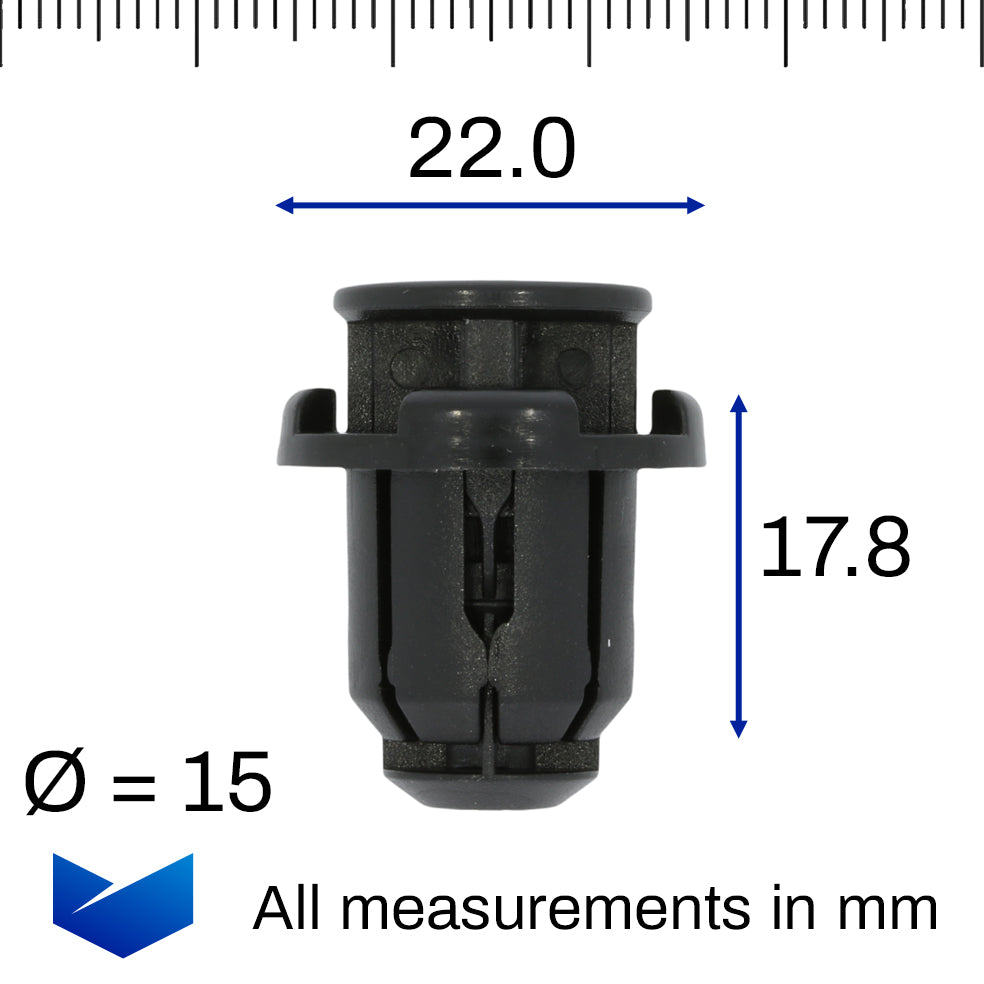 Push Fit Rivet, 15mm Hole, Black - image 2