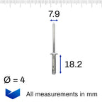 Blind Rivet, Aluminium 4mm Hole - image 2