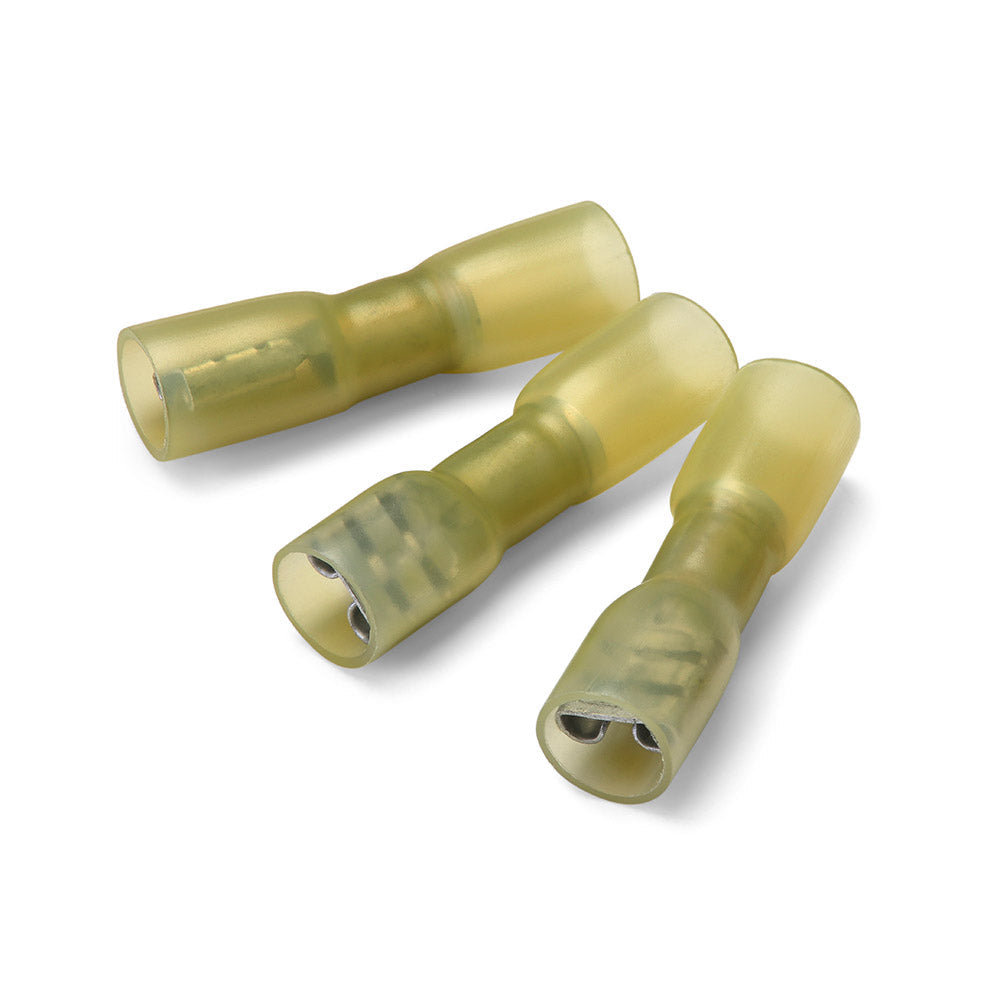 6.3 x 0.8mm Yellow Heatshrink Fully Insulated Female Push-On Terminal - Pack of 100