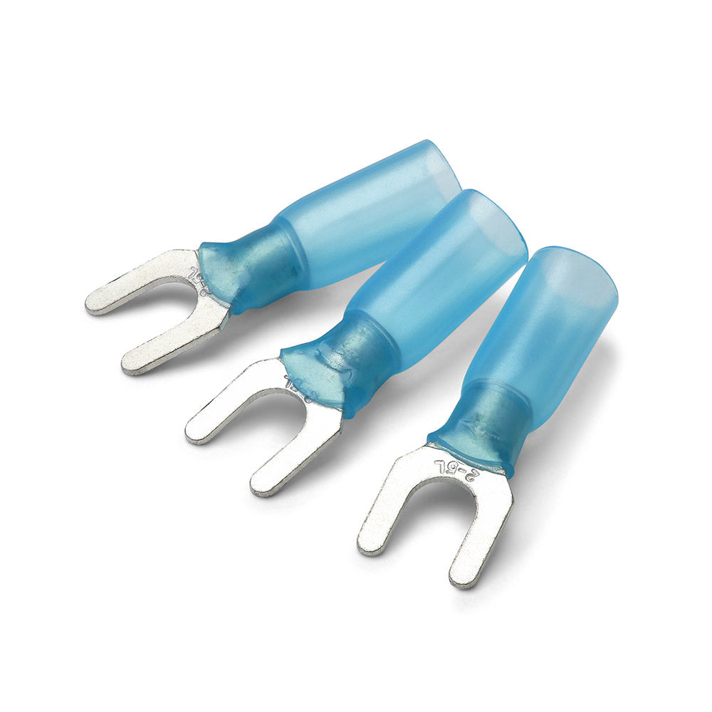 4mm Blue Heatshrink Fork Terminal - Pack of 100