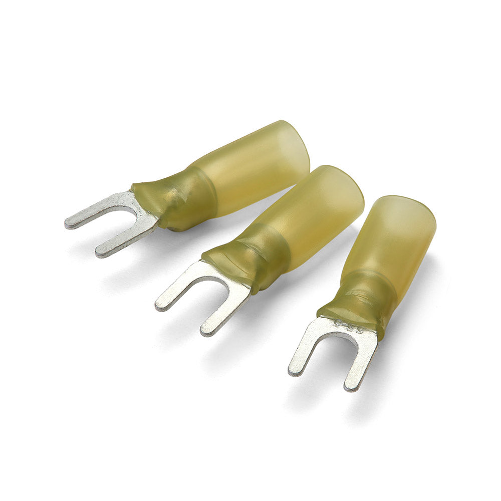 4mm Yellow Heatshrink Fork Terminal - Pack of 100