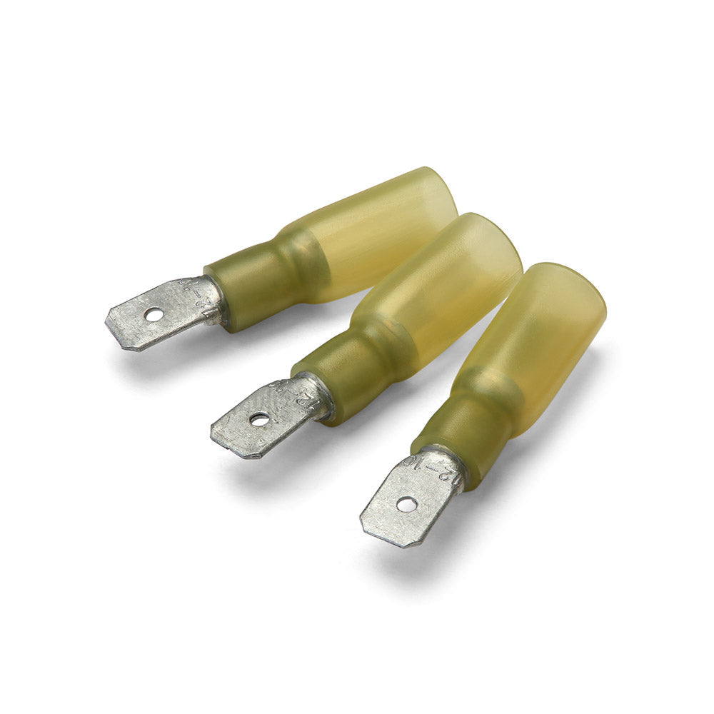 6.3 x 0.8mm Yellow Heatshrink Male Push-On Terminal - Pack of 100