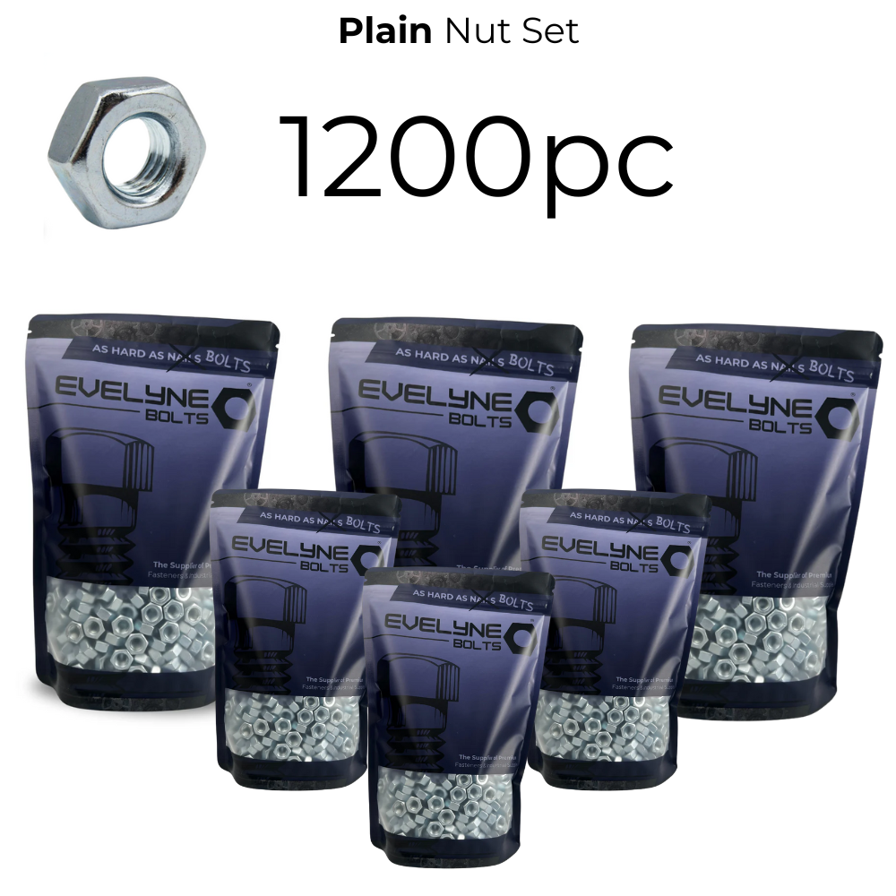 1200pc Plain Nut Set - [Free Form A Washers - 1200pc]