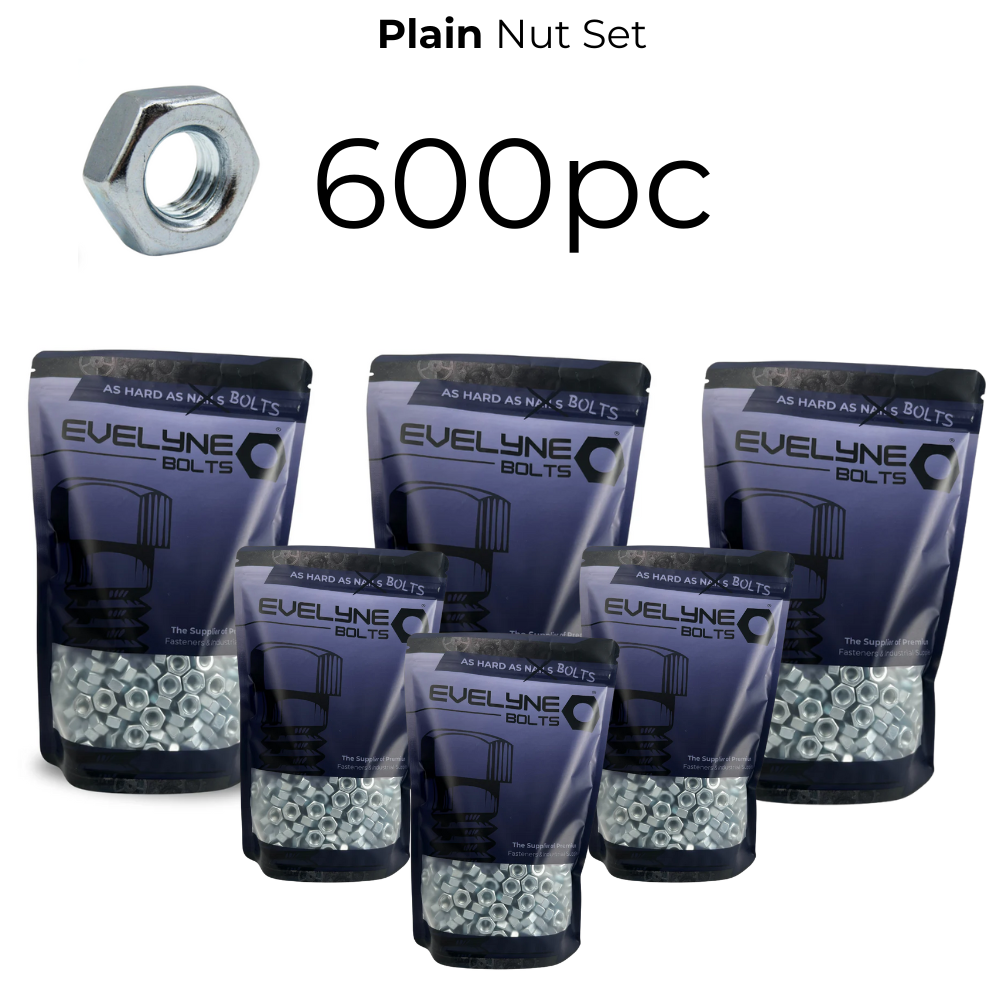 600pc Plain Nut Set - [Free Form A Washers - 600pc]