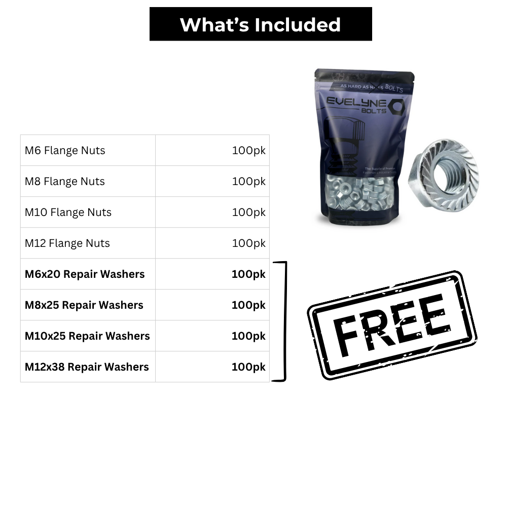 400pc Flange Nut Set - [Free Repair Washers - 400pc]