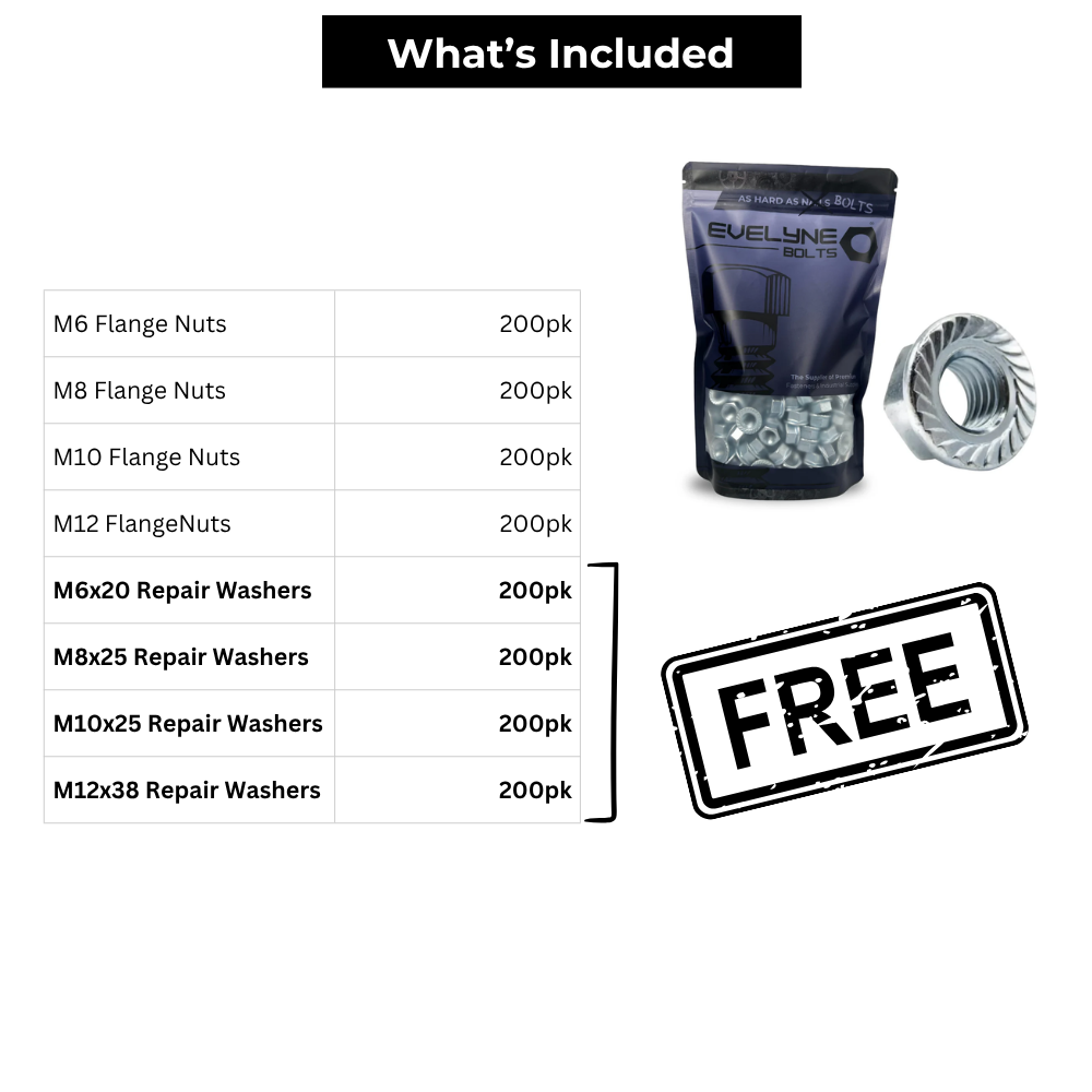 800pc Flange Nut Set - [Free Repair Washers - 800pc]