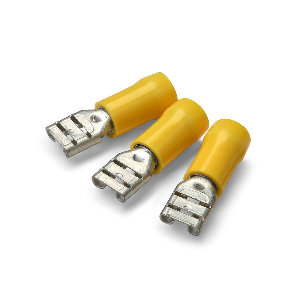 Yellow 6.3mm Female Push On Pre-Ins.Terminal - 100pk