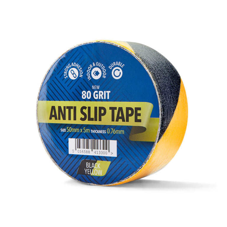 50mm x 5m Black & Yellow Anti Slip Tape - 1 Roll
