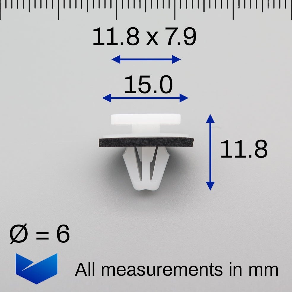 Moulding Clip, White with Washer - image 2