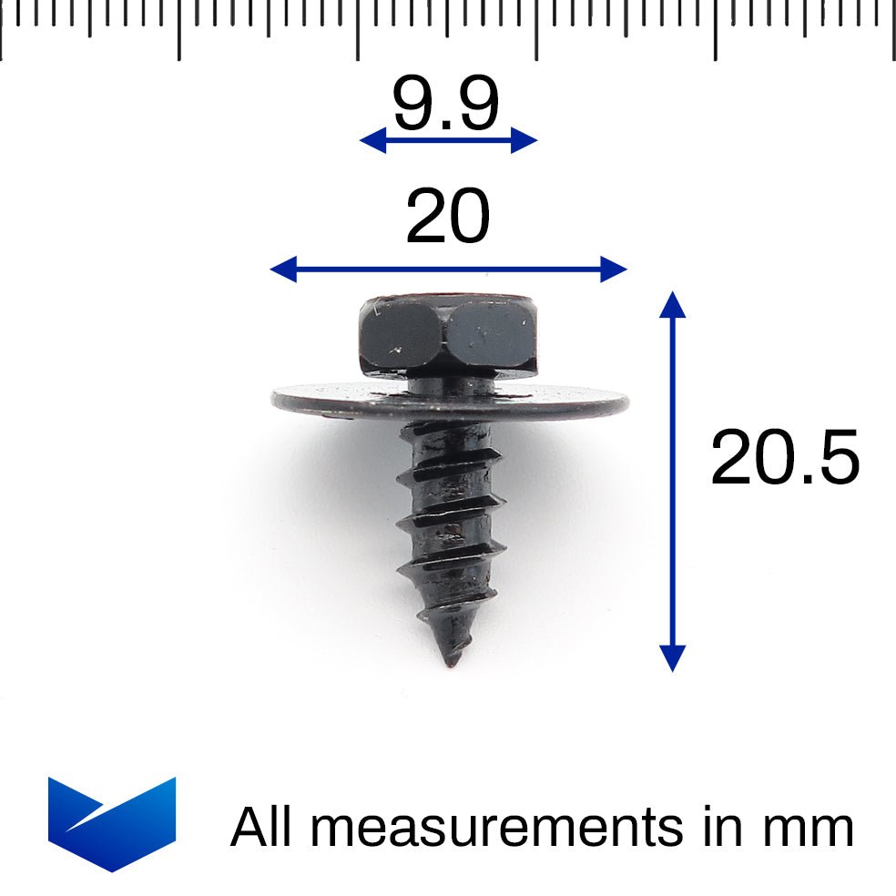 SEM Screw, Black, 6.1 x 20.4 with 20mm Washer - image 2