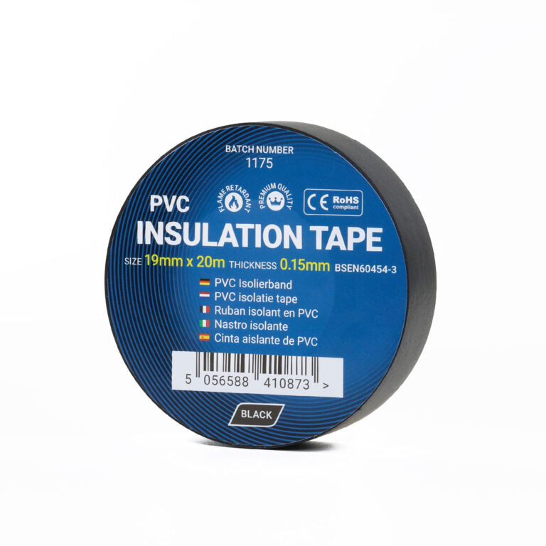 19mm x 20m Black PVC Insulation Tape - 1 Roll