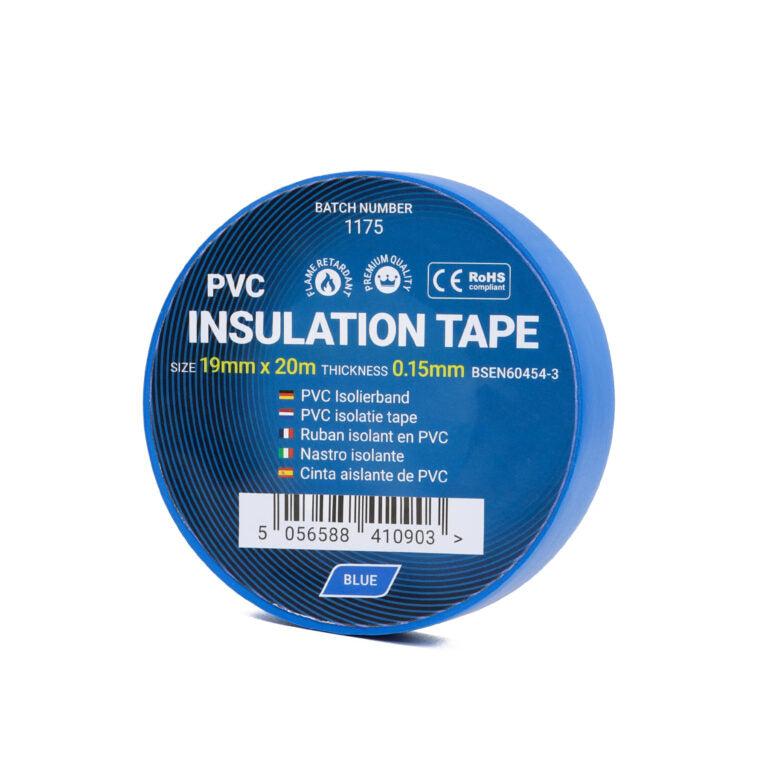 19mm x 20m Blue PVC Insulation Tape - 1 Roll