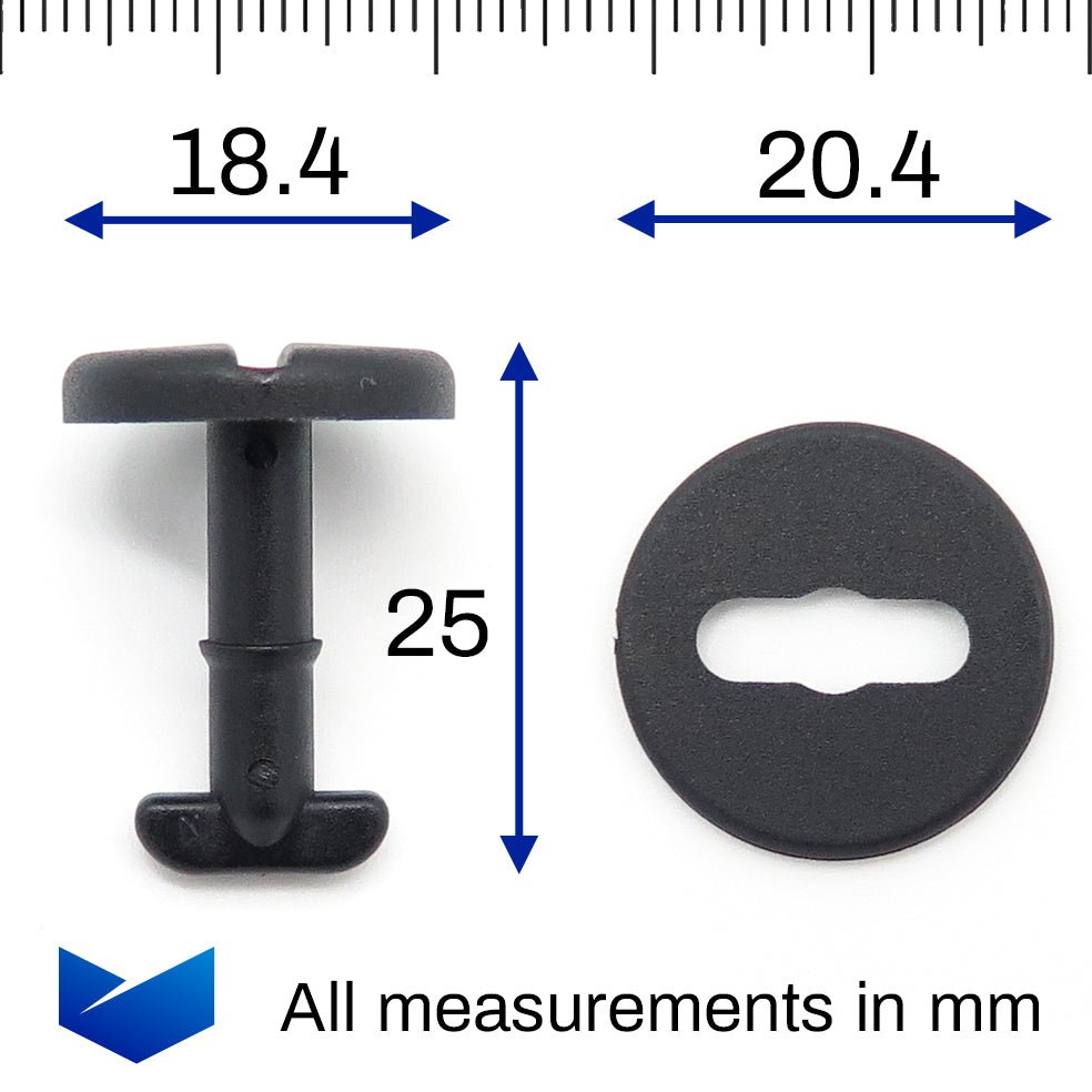 Floor Mat Clip & Washer, Twistlock, 17mm Shaft, Black - image 2