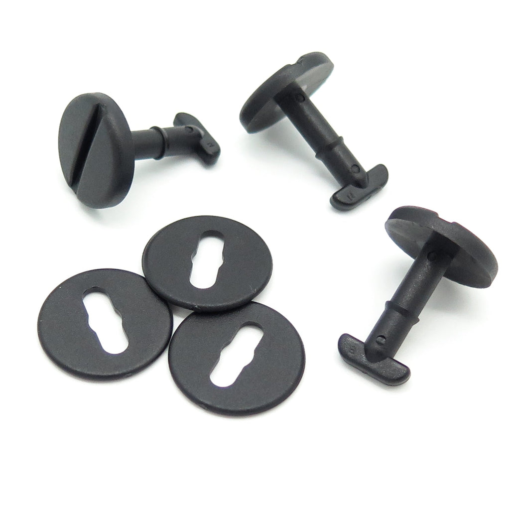 Floor Mat Clip & Washer, Twistlock, 17mm Shaft, Black