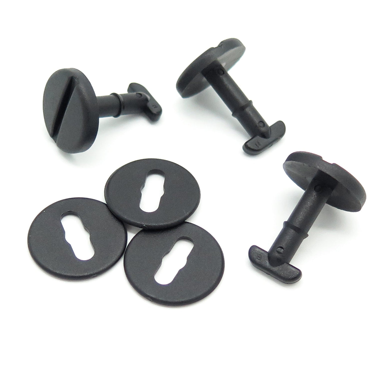 Floor Mat Clip & Washer, Twistlock, 17mm Shaft, Black