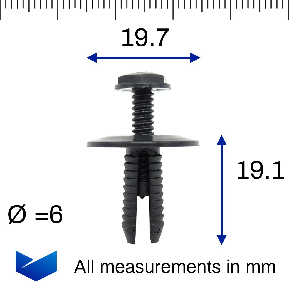 Plastic Fastener, Screw Fit Rivet, 6mm Hole - image 2