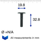 Plastic Fastener, Threaded Bolt for Trim Panels, Total Length 36mm - image 2