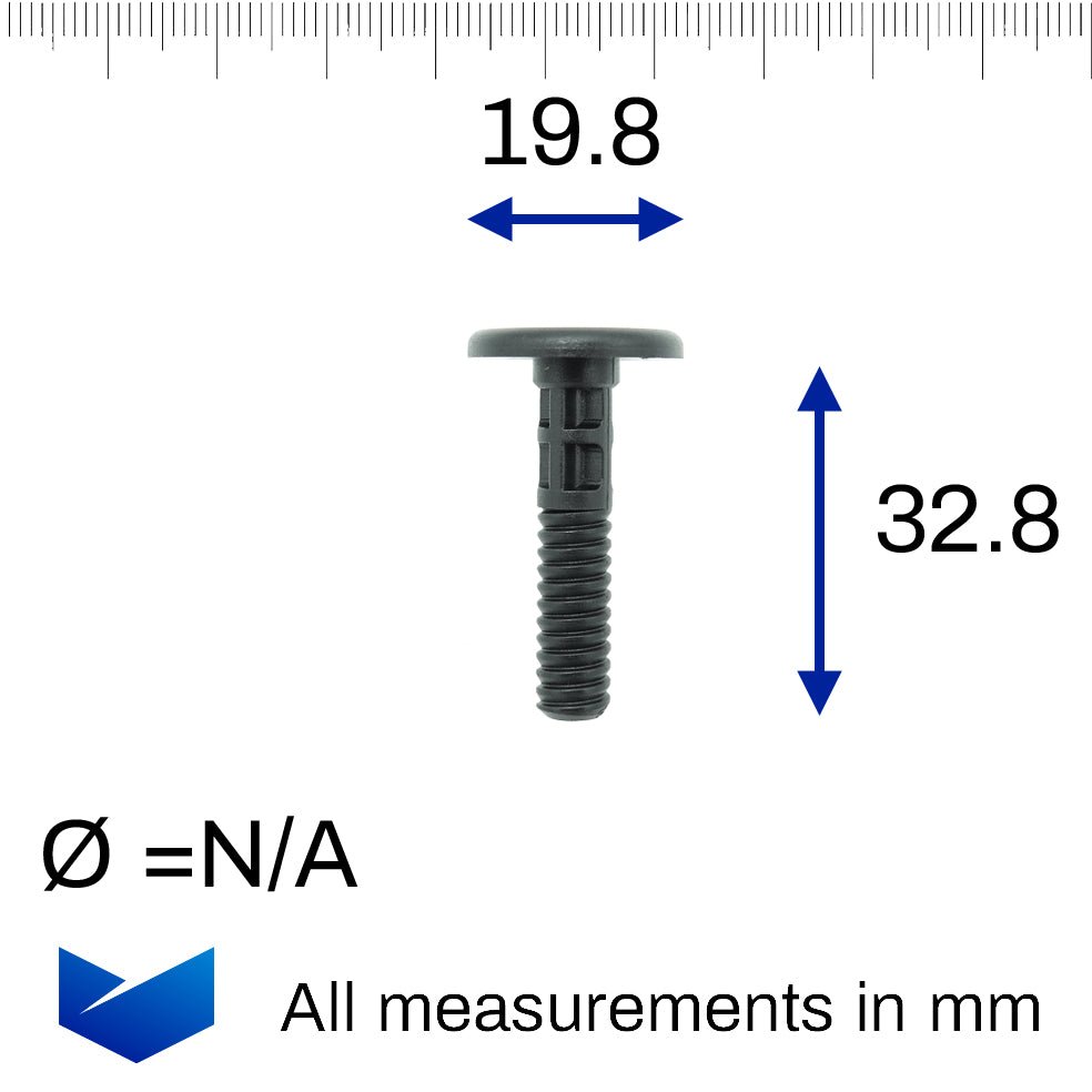 Plastic Fastener, Threaded Bolt for Trim Panels, Total Length 36mm - image 2
