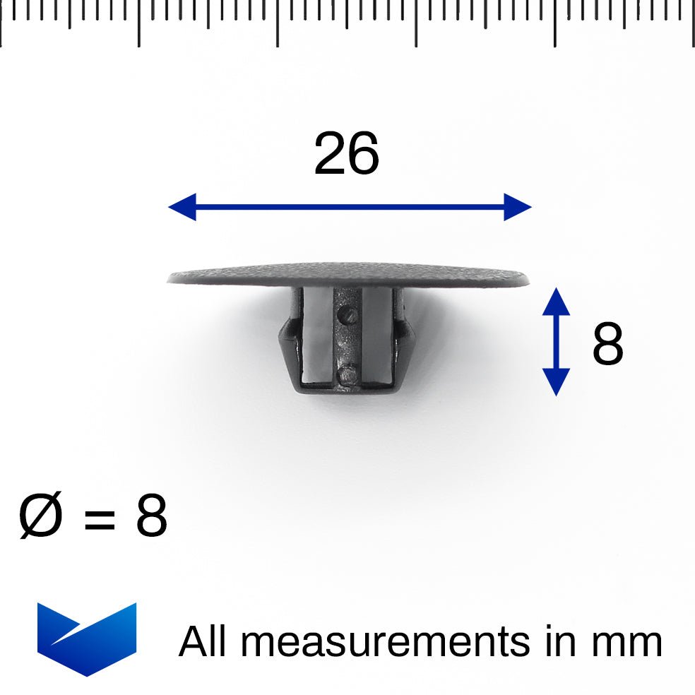 Trim Button Clip, 26mm Head, Black - image 2