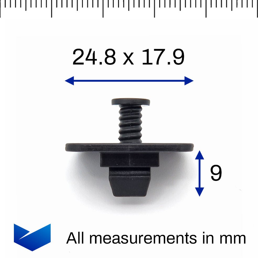 Screw Fit Bumper Clip, Rectangular Collar, Black - image 2