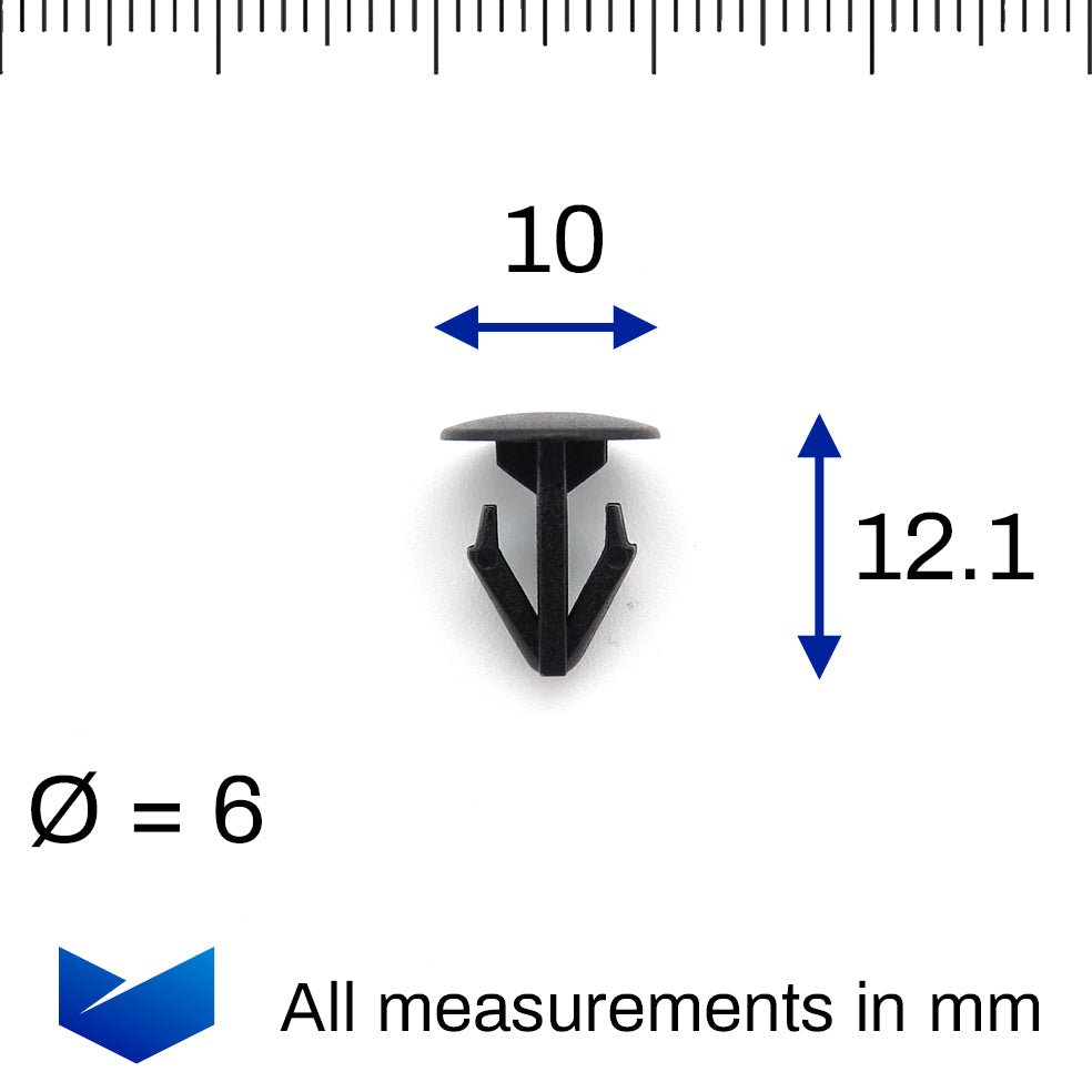 6mm Button Clip, 10mm Head, Black - image 2