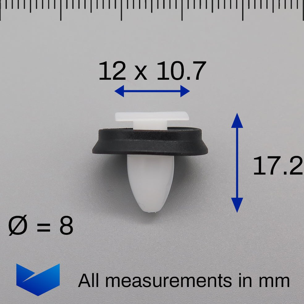 Exterior Moulding Clip, White with Integrated Rubber Seal - image 2