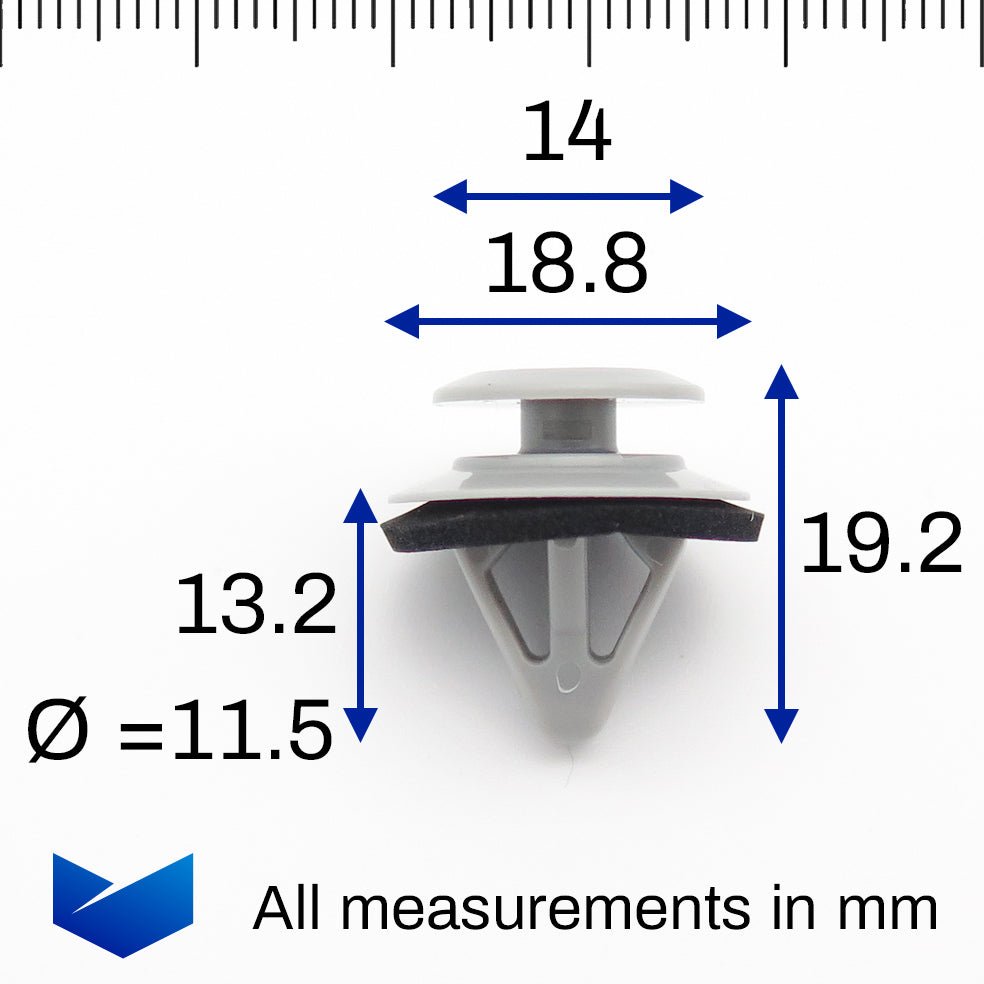 Moulding Clip, Grey with Foam Washer - image 2