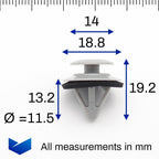 Moulding Clip, Grey with Foam Washer - image 2