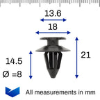 Interior Door Card & Trim Panel Clip, Cut Out Head, Black - image 2