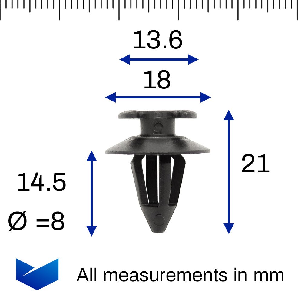 Interior Door Card & Trim Panel Clip, Cut Out Head, Black - image 2
