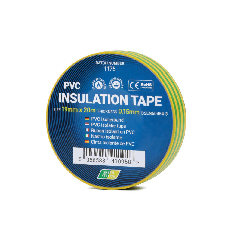 19mm x 20m Earth PVC Insulation Tape - 1 Roll