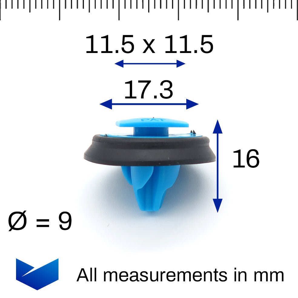Moulding Clip, Blue with Rubber Seal - image 2