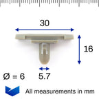 Exterior Trim Strip Clips, Grey with Seal - image 2